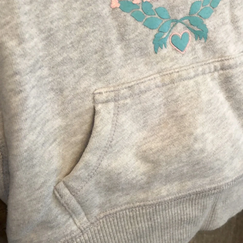 Old Navy Gray Prep Princess Glitter Graphic Sweatshirt Hoodie Pocket Size 2T